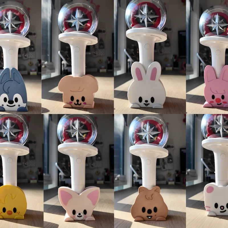 Printed lightstick sleeves on a row of lightsticks